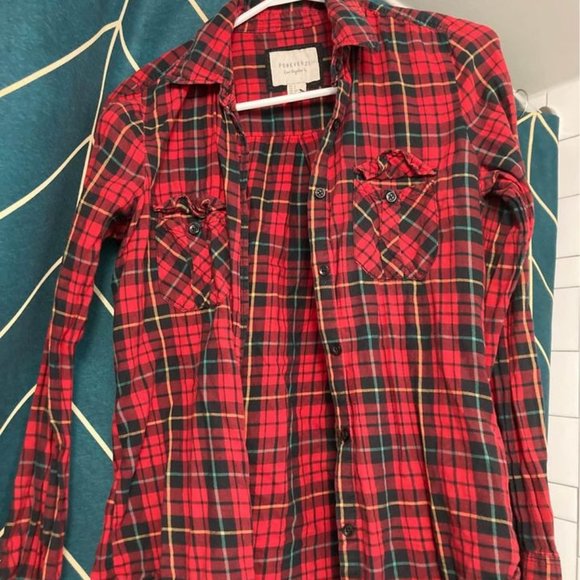 Forever 21 Cotton Red Plaid Flannel - Picture 1 of 1